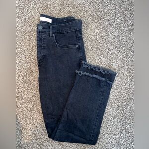 LOFT Black High Waist Straight Crop Jeans
